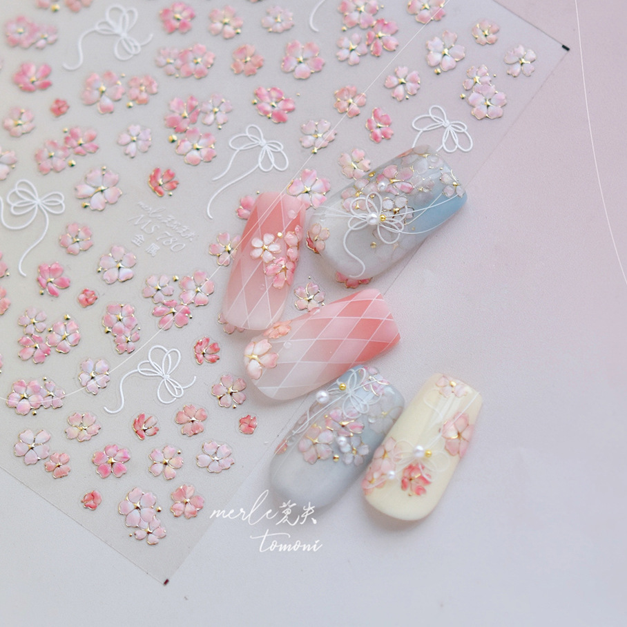 Nail Art Pink Soft - Pegatinas 5D para Uñas con Diseño
