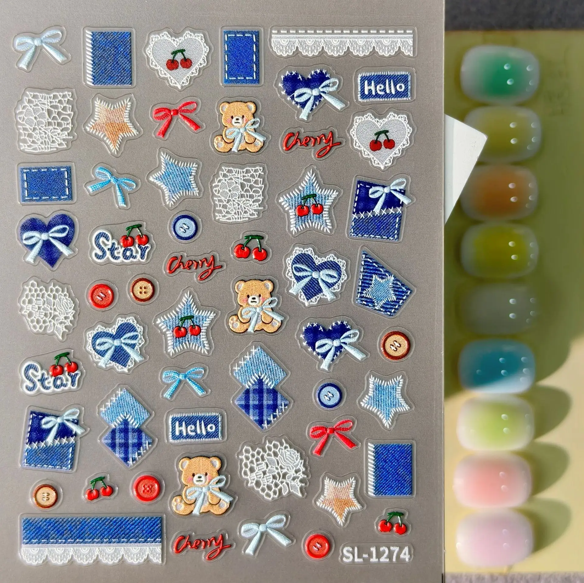 Nail Art Denim - 1 Set de Adhesivos 5D en