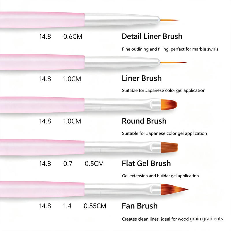 Juego de 5 Pinceles Transparen - Nail Art Pink Soft reseña y precio