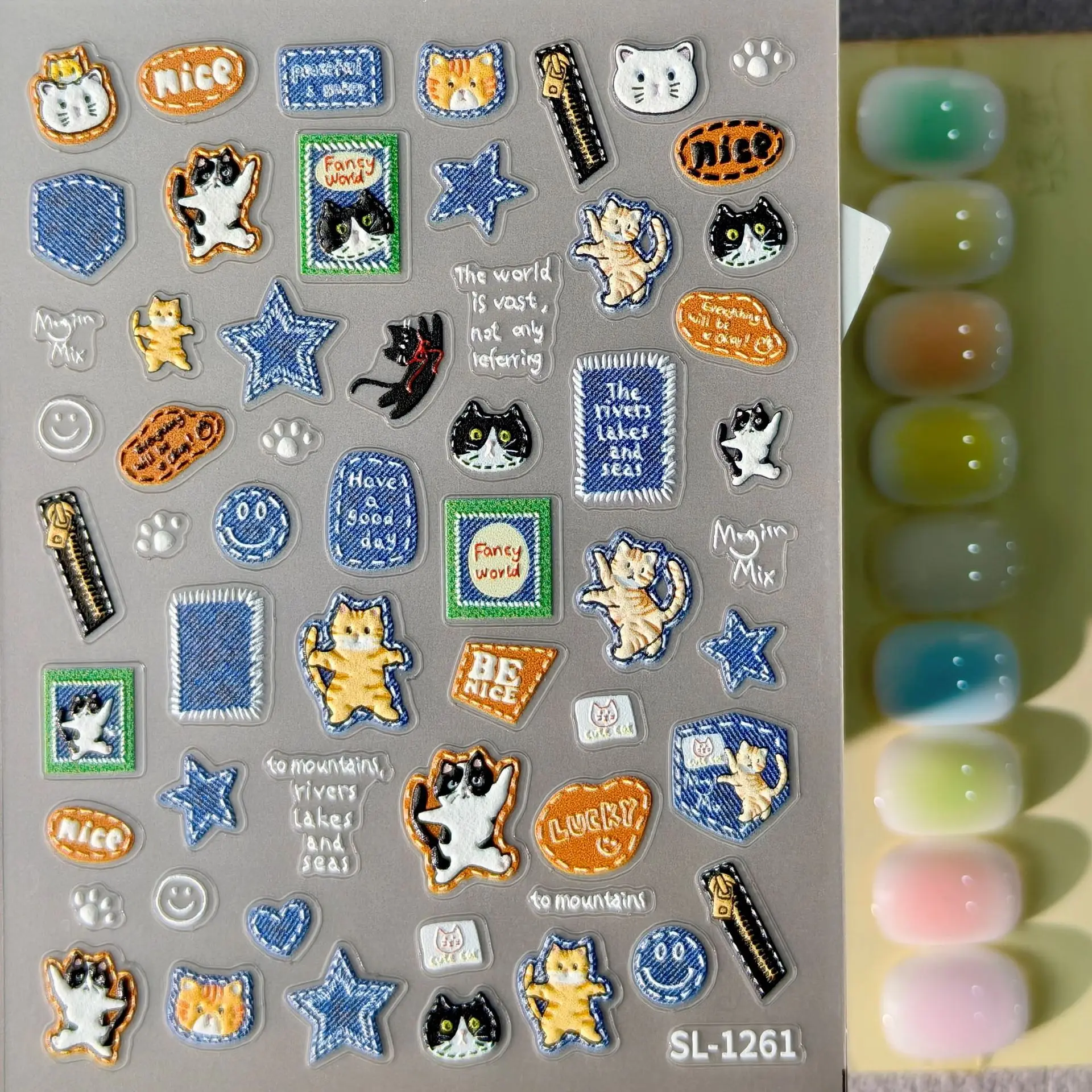 1 Set de Adhesivos 5D en Relie - Nail Art Denim reseña y precio