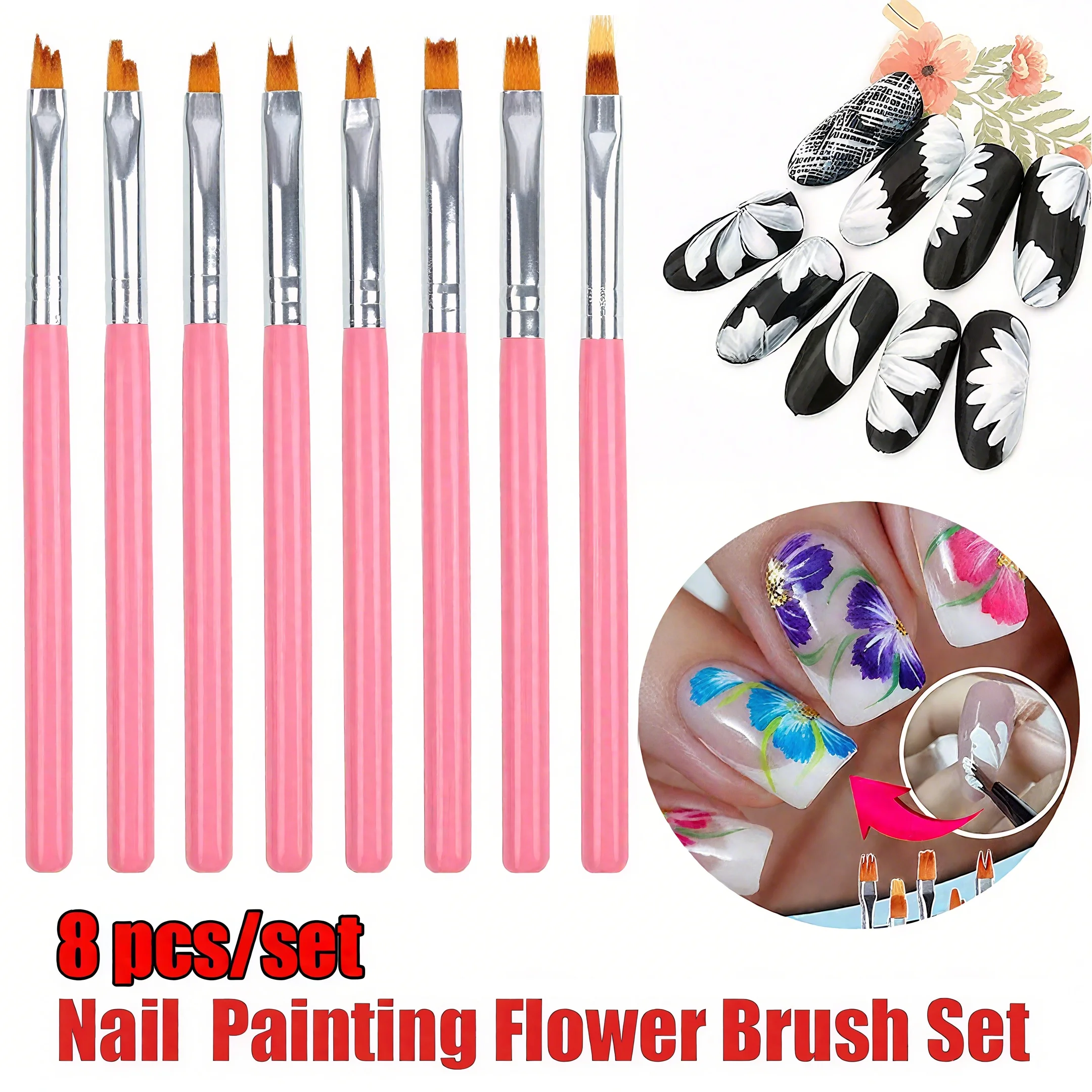 Juego de 8 pinceles para decor - Nail Art Zig Zag reseña y precio