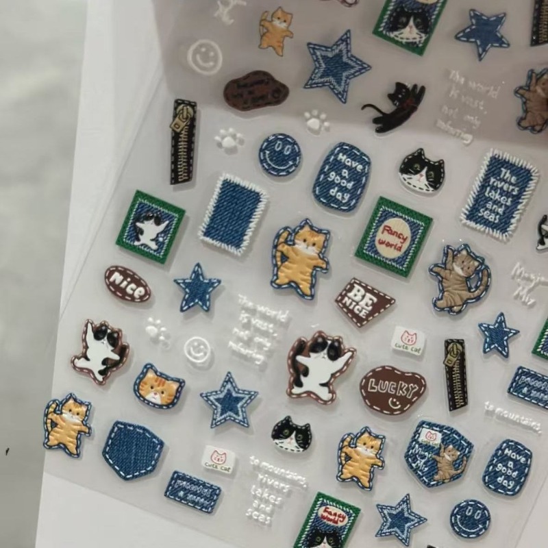 Pegatinas en relieve 3D de gat - Nail Art Denim reseña y precio