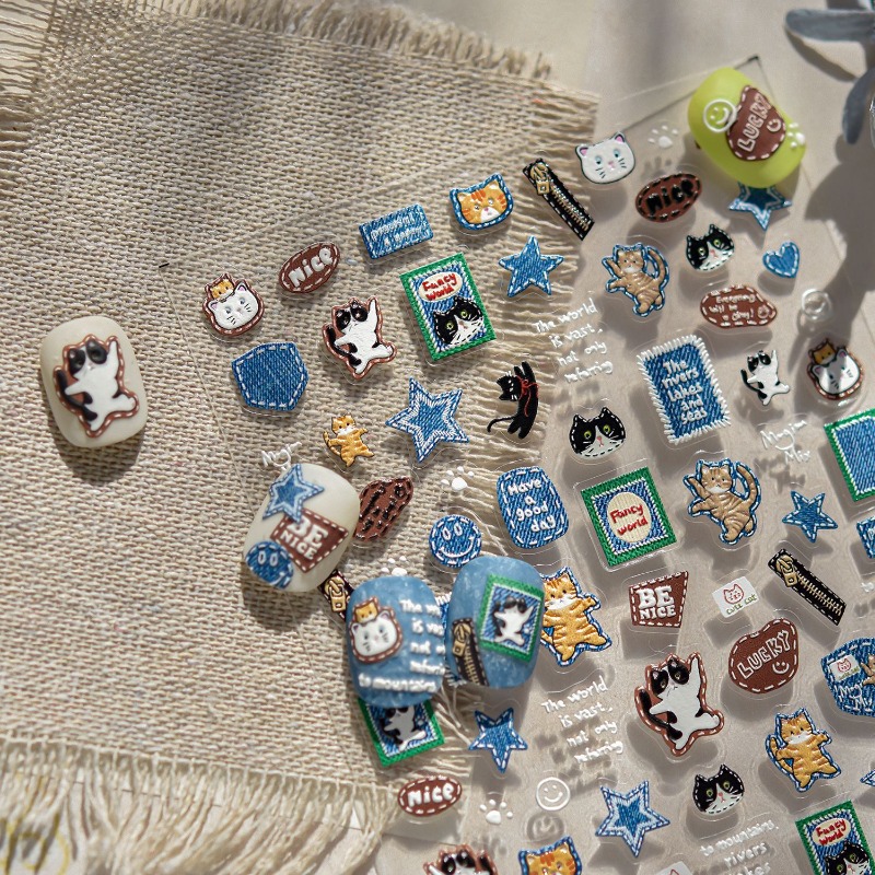 Pegatinas en relieve 3D de gat - Nail Art Denim reseña y precio