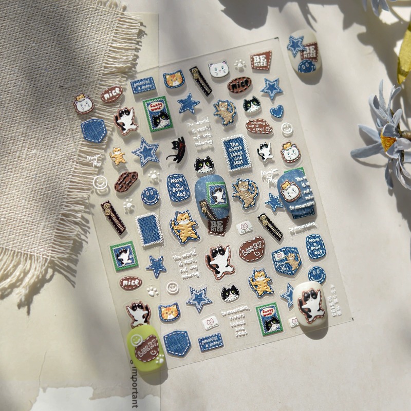 Pegatinas en relieve 3D de gat - Nail Art Denim reseña y precio