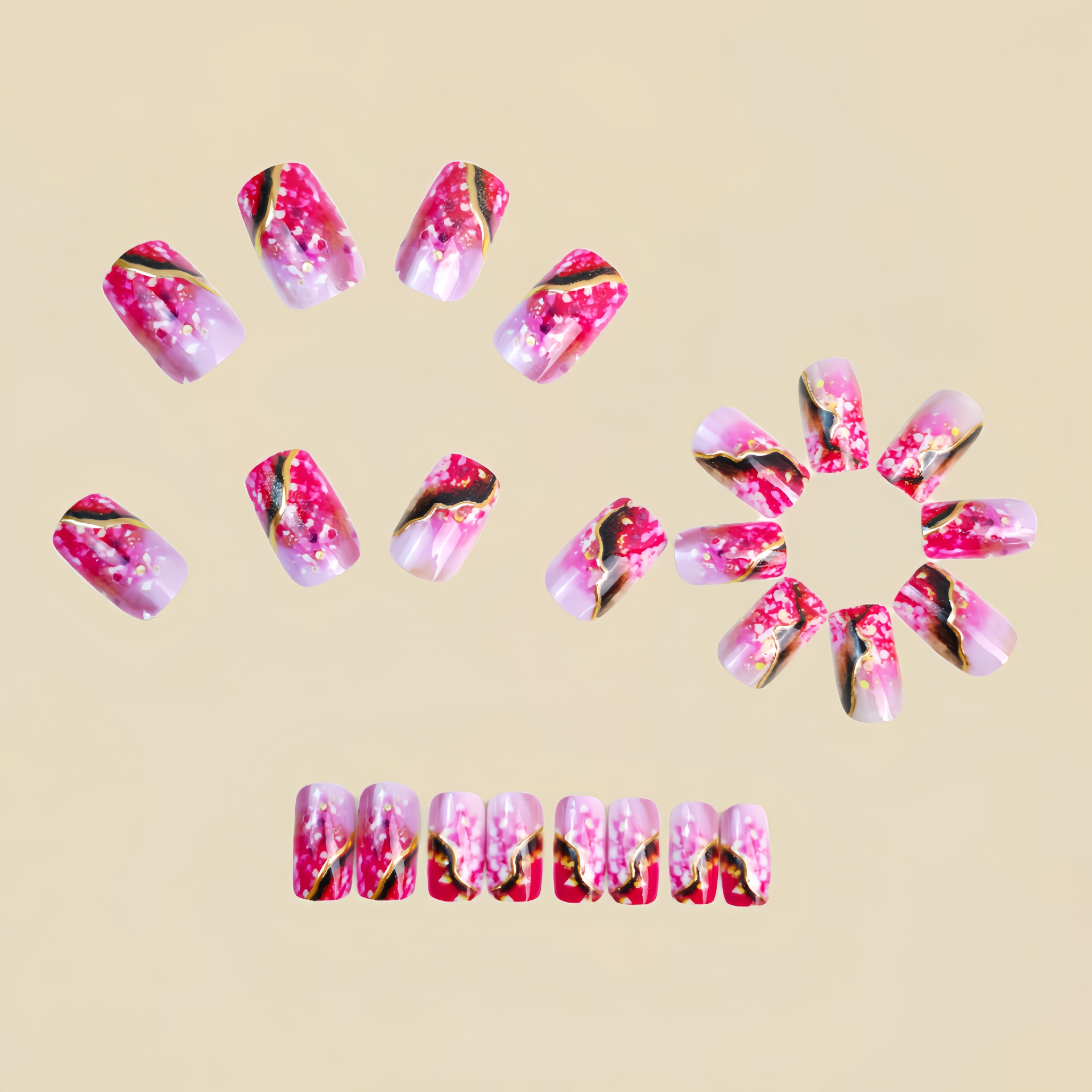 Uñas postizas medianas para mu - Nail Art Fake Nails reseña y precio
